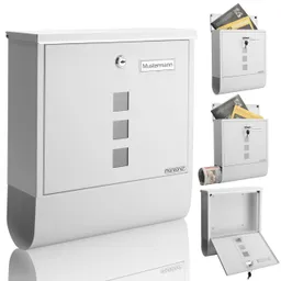 Casaria® Casaria Briefkasten mit Zeitungsrohr 85x33,5x30,5cm weiß – Produktbild 1 von 1