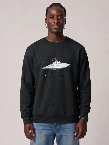 watapparel watapparel Sweatshirt Unisex Fly me to the moon, Black, – Produktbild 2 von 2