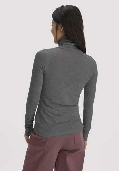 hessnatur hessnatur Longsleeve Slim aus Bio-Merinowolle und TENCEL Lyocell, Grau, – Produktbild 2 von 4