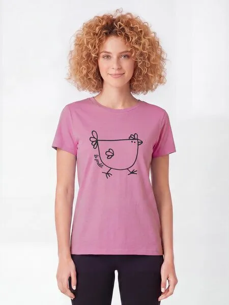 watapparel watapparel T-Shirt Frauen Le poulet - das Huhn, Bubble pink, – Produktbild 2 von 2
