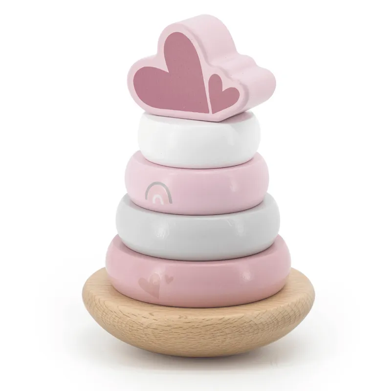 Label Label Stapelbare Holzringe Turm - Rosa, Rosa, – Produktbild 1 von 1