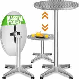Casaria® Stehtisch Ø60cm Silber Alu klappbar höhenverstellbar – Produktbild 1 von 1