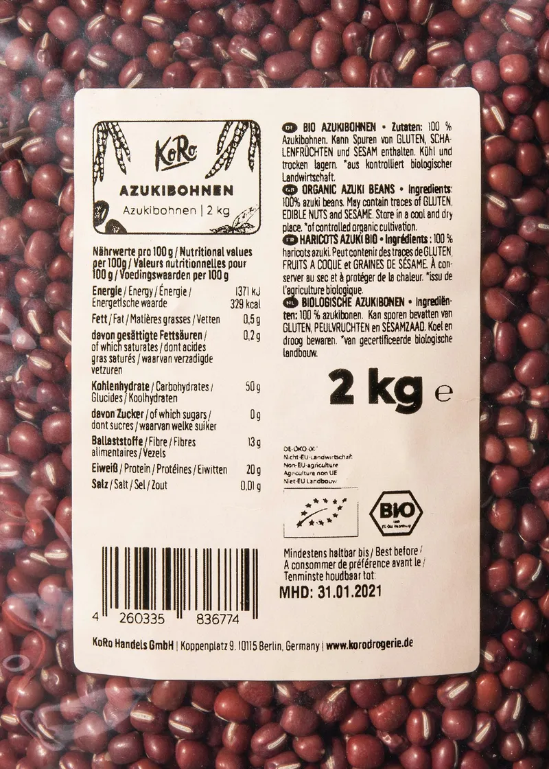 KoRo Bio Azukibohnen 2 kg – Produktbild 4 von 5