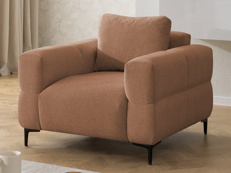 S-Style Möbel Polstergarnitur 3+2+1 Cardea in Bubble-Optik aus weichem Strukturstoff, mit Wellenfederung und hohem Sitzkomfort, Rot, – Produktbild 4 von 5