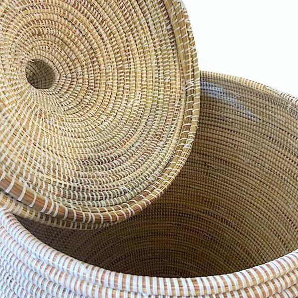 SWANE-Design SWANE-Design Afrikanischer Wäschekorb - Stripes Weiß – Produktbild 2 von 2