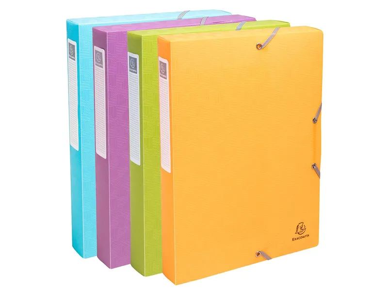Exacompta 8 Exacompta Archivboxen "Pop'N Co", DIN A4, Gummizug, 3 Klappen, RB 40 mm, sortiert – Produktbild 1 von 1