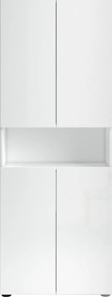 welltime Hochschrank MISTER, Hochschrank mit 6 geschlossenen und 1 offenen Fach Made in Italy,Hochglanz lackiert, Höhe 180 cm, mit Soft-Close Funktion, Weiß, – Produktbild 4 von 5