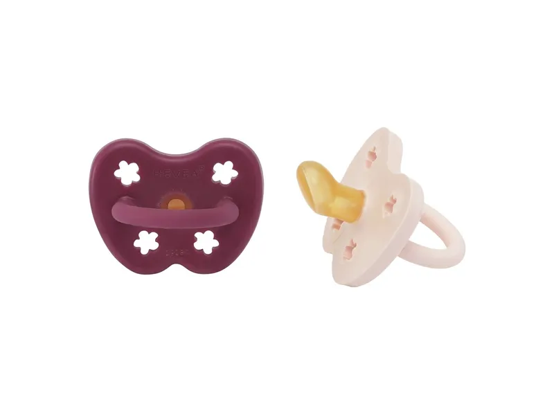 HEVEA HEVEA 2er-Pack Schnuller Powder Pink & Rosewood ab 3 Monate, Naturkautschuk, Blume – Produktbild 2 von 2
