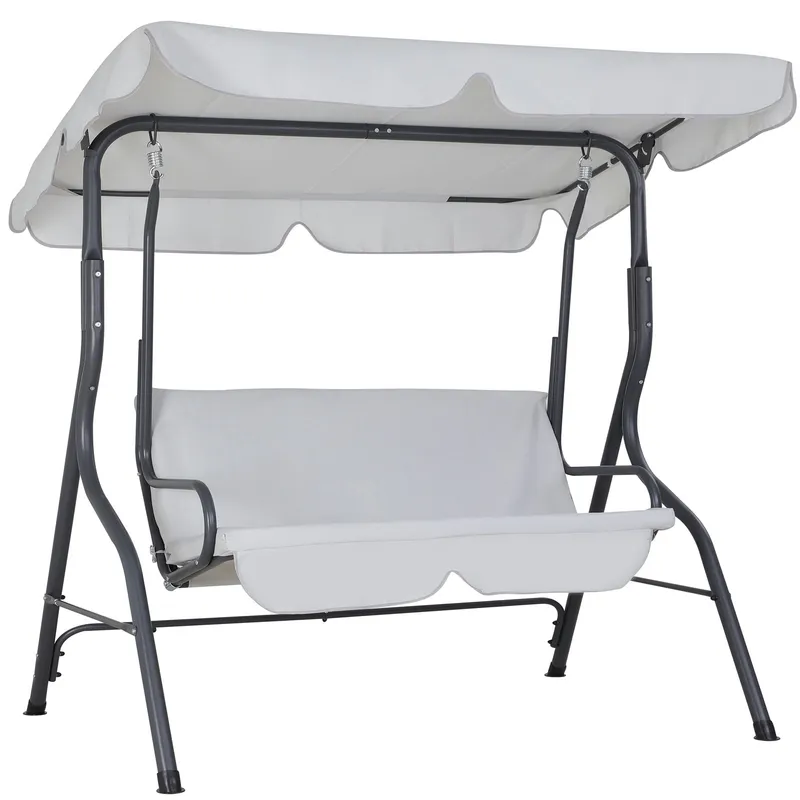 Casaria® Hollywoodschaukel Hellgrau + Abdeckplane – Produktbild 2 von 2
