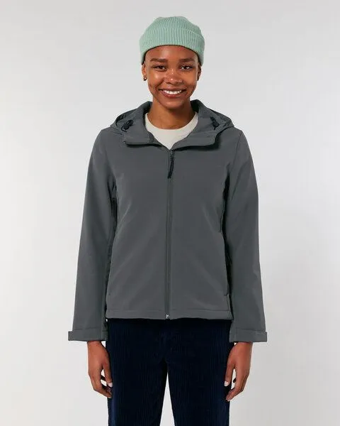 YTWOO YTWOO Damen Eco Softshell Jacke mit Kapuze, Anthrazit, – Produktbild 1 von 4