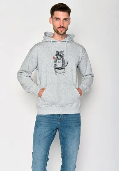 GreenBomb GREENBOMB Print Hoodie Animal BBQ Joy, Heather grey, – Produktbild 2 von 4