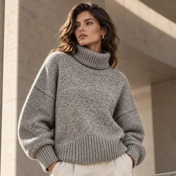 Opi and Max Opi and Max Opi & Max Damen Rollkragen Strickpullover aus Alpaka- & Schurwolle, Beige, – Produktbild 2 von 4