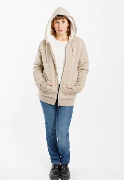TORLAND TORLAND Winter-Sweater mit Kapuze und Fleece-Futter HYGGER SHERPA, Braun (heather sand), – Produktbild 4 von 4