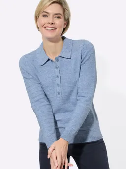 Witt Polopullover mittelblau-ecru-meliert – Produktbild 1 von 1