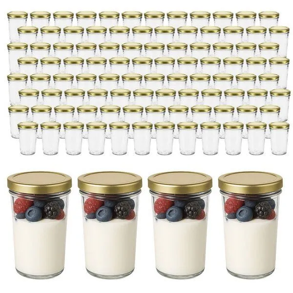 mikken mikken 100 Dessertgläser 150 ml Einmachgläser mit Schraubdeckel, Gold, – Produktbild 1 von 3