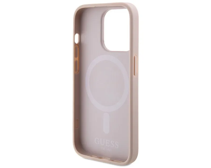Guess Guess Saffiano MagSafe Back Cover für das Apple iPhone 15 Pro, Rosa, – Produktbild 6 von 6