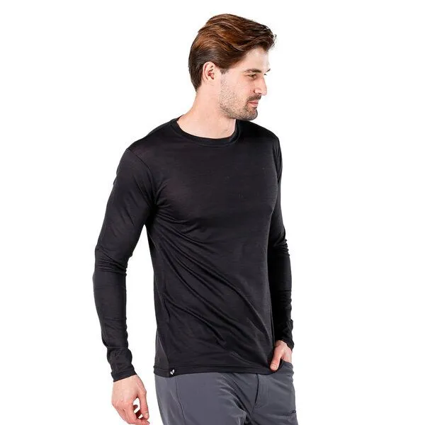 Woolona Woolona Langarmshirt - ERIS - 100% Merinowolle, Schwarz, – Produktbild 3 von 3