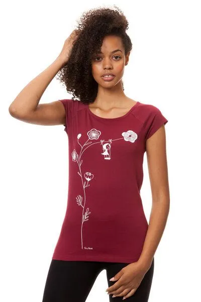 FellHerz FellHerz Damen T-Shirt Schaukelmädchen Bio & Fair & Vegan, Ruby (rot), – Produktbild 3 von 5