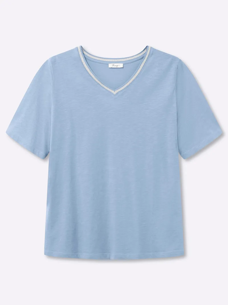 sheego V-Shirt eisblau, Eisblau, – Produktbild 1 von 2