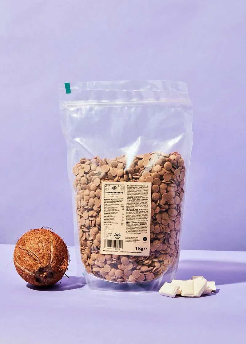 KoRo Weiße Bio Drops mit Kokosblütenzucker 1 kg – Produktbild 1 von 5