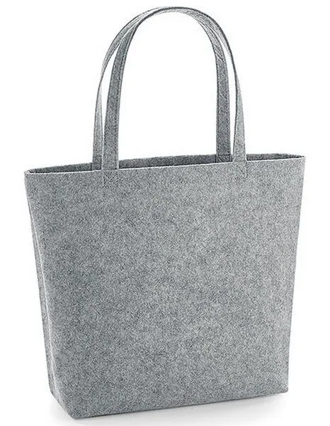 BagBase BagBase Filz Shopper Umhängetasche aus recyceltem Polyester, Heather grey, – Produktbild 2 von 4