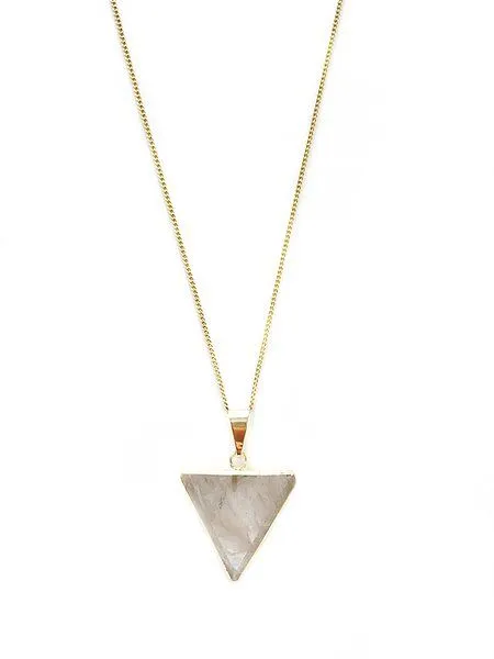 Crystal and Sage Crystal and Sage Bergkristall Dreieck Halskette, aufrecht, vergoldet oder versilbert, Gold, – Produktbild 3 von 8