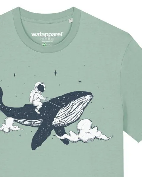 watapparel watapparel T-Shirt Unisex Spacewhale, Aloe, – Produktbild 3 von 4
