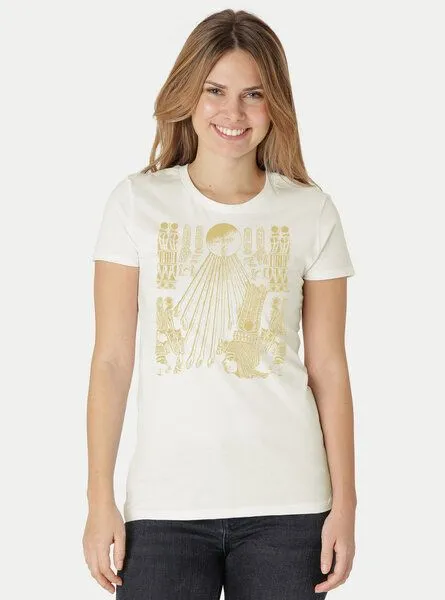 Peaces.bio - handbedruckte Biomode Peaces.bio - handbedruckte Biomode Damen Fit T-Shirt Sonnenscheibe Aton, Natur, – Produktbild 2 von 2