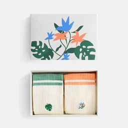 Natural Vibes Natural Vibes 2-Pack Plant Lovers | Bio GOTS | Geschenkset | Naturweiße Tennissocken | Pflanzen | Herren Damen Socken – Produktbild 1 von 1