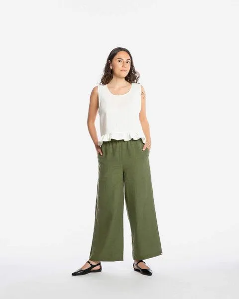 MATONA Matona Ärmelloses Top | Gathered Top | aus Leinen, White, – Produktbild 3 von 4