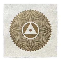 Veskor Cassiopeia Veskor Cassiopeia SAHASRĀRA Chakra-Meditations-Linoldruck | 22 × 22 cm | Gold auf Naturweiß – Produktbild 1 von 1