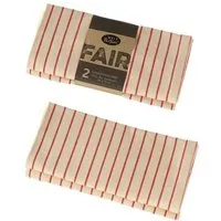 weltPartner weltPartner Geschirrtücher mit schmalen Streifen aus Bio-Baumwolle, 2er-Set, Naturweiß/rot (rot), – Produktbild 1 von 1