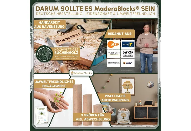 MaderaBlocks MaderaBlocks Holzbauklötze Holzbausteine 200 200er-Set, Natur, – Produktbild 5 von 7
