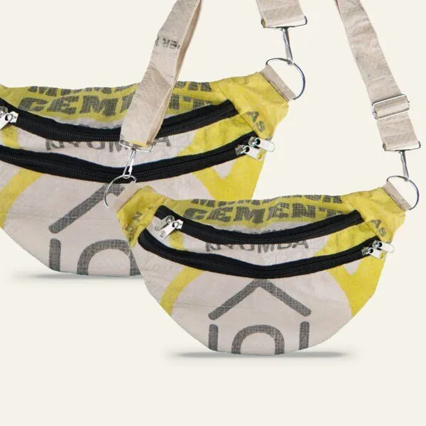 Nyuzi Blackwhite Nyuzi Blackwhite Upcycling Crossbodytasche aus alten zementsäcken, Gelb, – Produktbild 1 von 4
