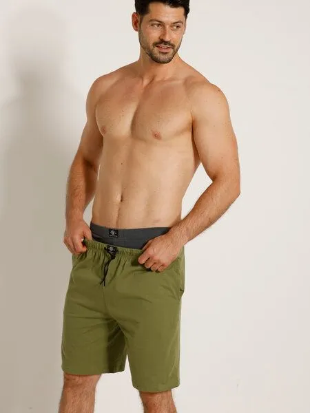 Haasis Bodywear Haasis Bodywear Herren Bermuda mit Seitentaschen, Single Jersey, reine Baumwolle, Olive, – Produktbild 1 von 4