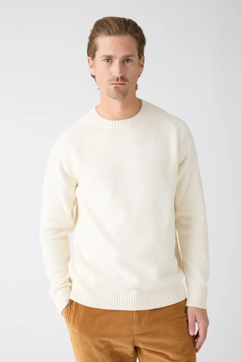 KnowledgeCotton Apparel KnowledgeCotton Apparel Herren vegan Strickpullover Einfarbig Rundhalsausschnitt Reiher Weiß, Weiß, – Produktbild 1 von 1