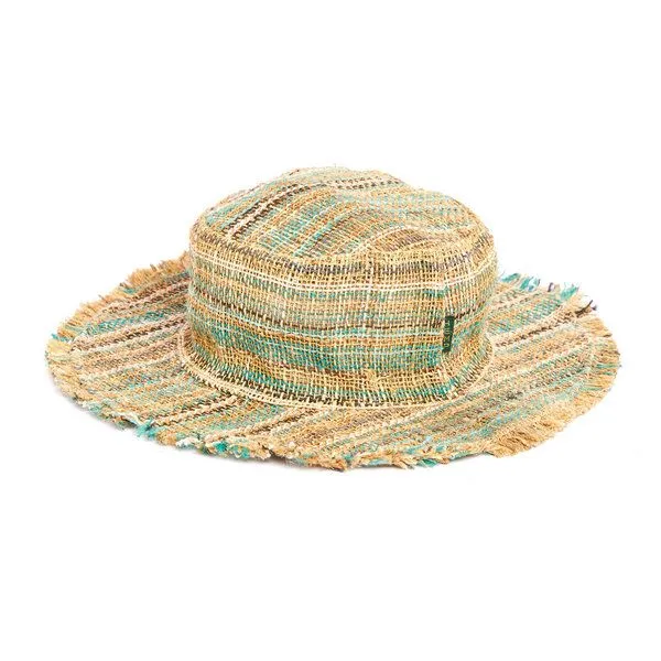 short'n'pietz short'n'pietz Sommerhut aus Hanf, Beige türkis breit gestreift 2, – Produktbild 1 von 4