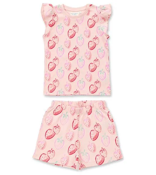 Sense Organics & friends in cooperation with GARY MASH Sense Organics & friends in cooperation with GARY MASH Kurzer Kinder Pyjama aus Biobaumwolle, Erdbeeren (rosa), – Produktbild 1 von 4