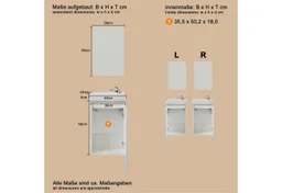 welltime Badmöbel-Set Oslo 2-teilig, (Komplett-Set, 3-St), Set: Waschbeckenunterschrank mit Becken & Spiegel – Produktbild 1 von 1