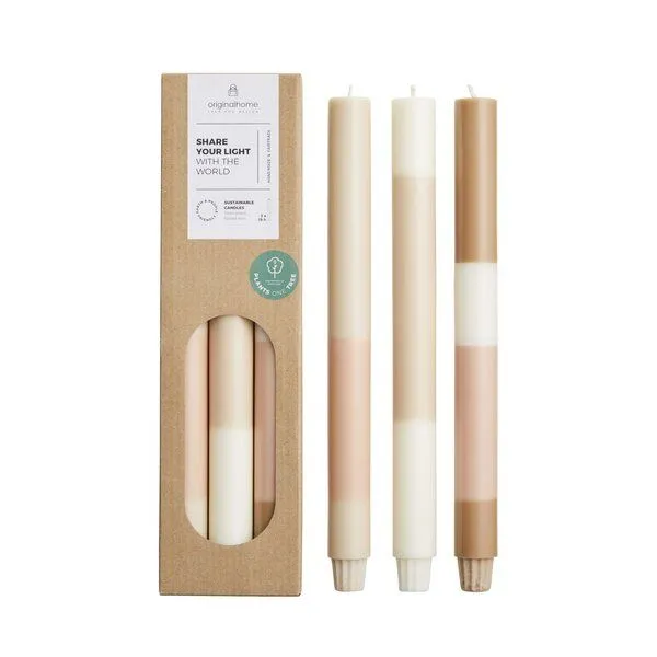 Originalhome Originalhome Schichtkerzen für bewusste Geschenke S/3 - paraffinfrei & vegan, Limestone, – Produktbild 1 von 1
