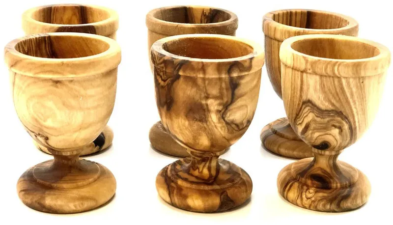 Olivenholz erleben Olivenholz erleben Eierbecher KLASSIK gedrechselt aus edlem Olivenholz, (Set, 6-tlg., 6x Eierbecher), Handarbeit, Angenehme Haptik, Lebensmittelecht & unbehandelt, Braun, – Produktbild 2 von 4