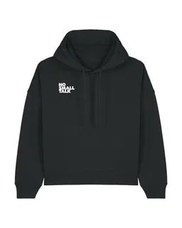 ilovemixtapes ilovemixtapes NO SMALL TALK Damen Hoodie – schwarz mit weißem Brustdruck – Produktbild 1 von 1