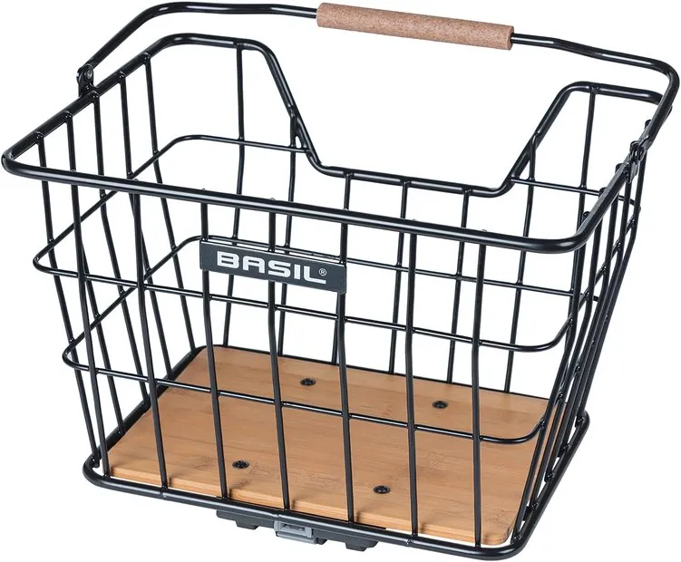 Basil Basil Nordland MIK - Fahrradkorb 23 Liter Schwarz / Natur - Stahl / Bambus - MIK 2.0 System – Produktbild 3 von 3