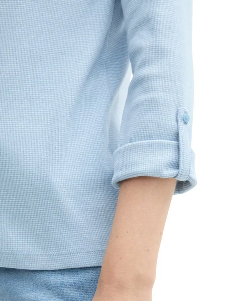 Tom Tailor Tom Tailor 3/4-Arm-Shirt F, Light fjord blue white stripe, – Produktbild 3 von 4