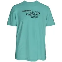 Spirit of Hamburg Spirit of Hamburg Biobaumwoll T-Shirt mit Spruch „Hamburger dibbern nich‘“, Türkis, – Produktbild 1 von 1