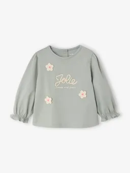 Vertbaudet Vertbaudet Baby Langarmshirt mit Blumenapplikation eis – Produktbild 1 von 1