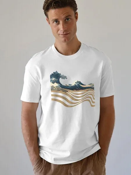 Kultgut Kultgut Artdesign- Biofair Shirt 100% Biobaumwolle / Wave, Weiß, – Produktbild 1 von 3