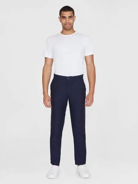 KnowledgeCotton Apparel KnowledgeCotton Apparel Leinen-Hose CHUCK, Yarndyed total eclipse, – Produktbild 3 von 4