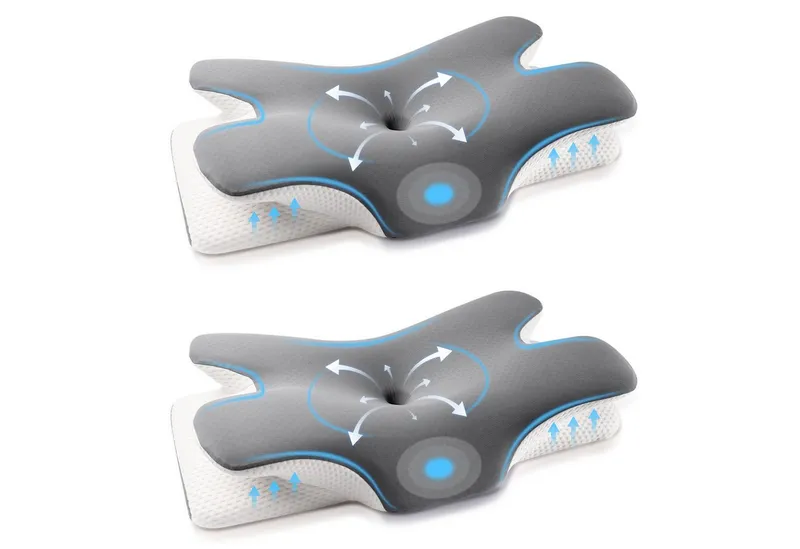 Simloveve Kopfkissen Nackenstützkissen,Schlafkissen,Nackenkissen,Seitenschläferkissen, Füllung: Kopfkissen aus Memory Foam, Bezug: kühlendes Kopfkissen, atmungsaktiv und weich, Kissen für Seiten Rücken & Bauchschläfer, OEKO-TEX® & CertiPUR-US Zertifiziert, Anti-Schnarch Ergonomisches Nackenstützkissen orthopädisches Kissen, Grau, – Produktbild 1 von 6