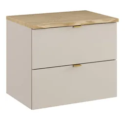 Lomadox Waschbeckenschrank DURANGO-56 60 cm breit in Kaschmir und Eiche mit Baumkantenoptik, 2 Schubladen – Produktbild 1 von 1